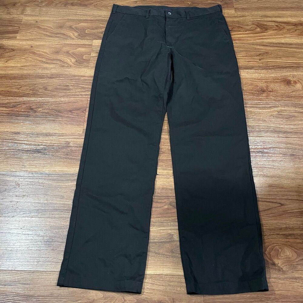 George Flat Front Straight Leg Chino Pants Black Cotton Polyester Men Size 36x34